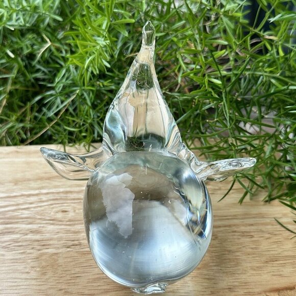 Elephant Figurine Paperweight 4.75" Hand Blown Crystal Art Glass Ground Base - Picture 6 of 7